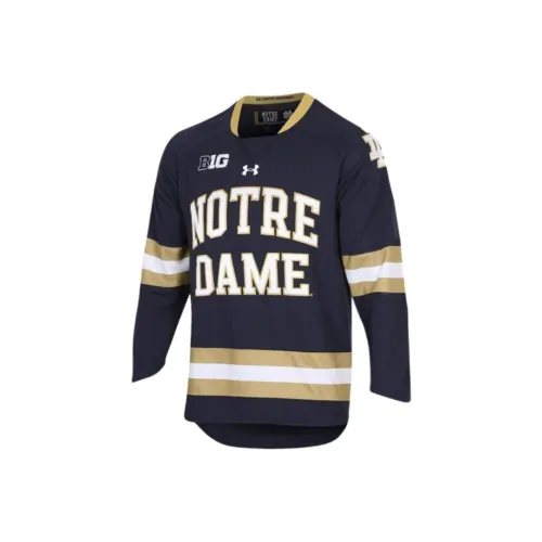 Under Armour T-Shirt CollegiateHockey FW24 Replica University OF Notre Dame Navy Blue Teenagers