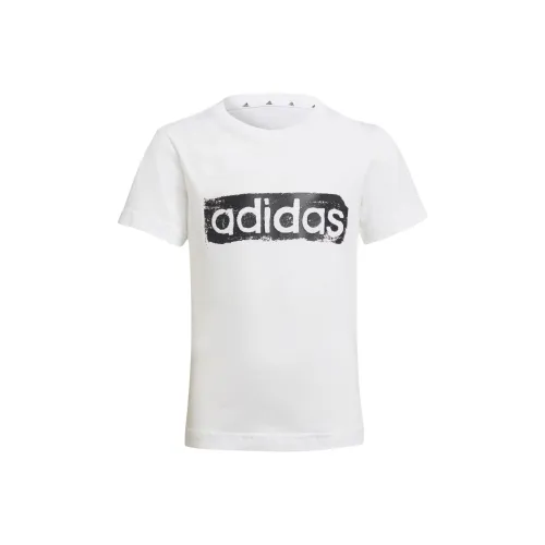 Adidas Casual Sports Круглый вырез Пуловер Короткий рукав Белый Черный Подростки