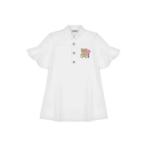 MOSCHINO Детская одежда на пуговицах укороченное поло белый детский