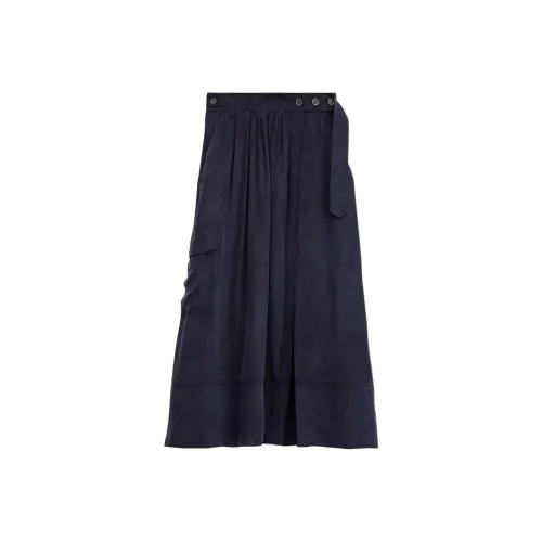 ZARA Синие Женские Повседневные Длинные Юбки