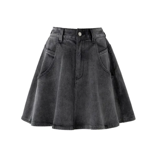 SOON FLOWER Джинсовые короткие юбки Женские Черный Серый