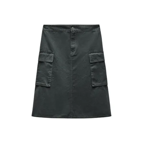 ZARA Trf Карго Юбки Короткие Женские Светлый Хаки