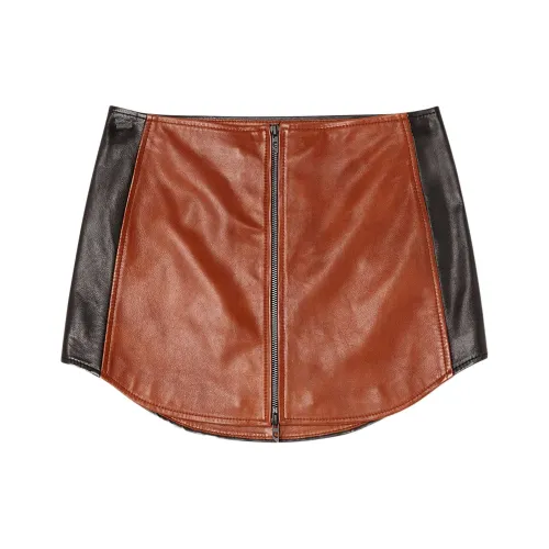 DIESEL FW24 Кожаные короткие юбки Женские Умбра