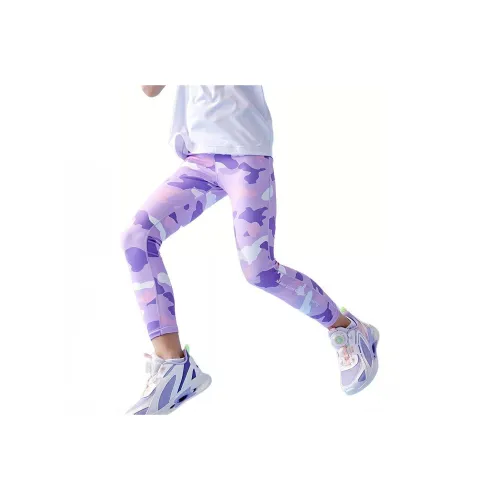 Подростки QIAODAN Вязаные Спортивные Штаны Светло-фиолетовые Full С принтом