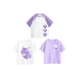 [100% хлопковая футболка] Белый & Фиолетовый & Фиолетовый Цветочный & Цветочный Nuby