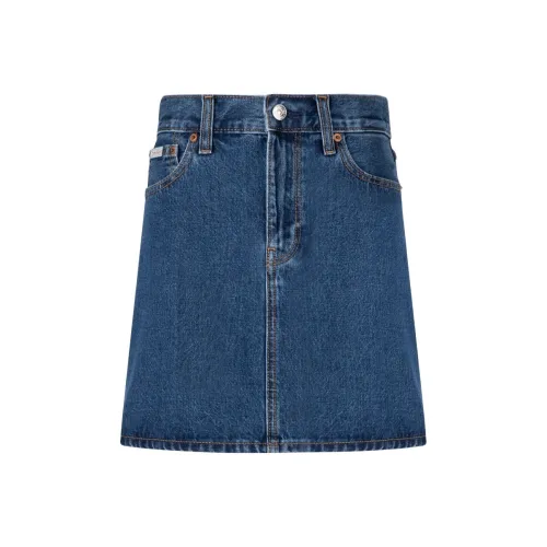 Calvin Klein Джинсовые короткие юбки Женские Джинсовый синий