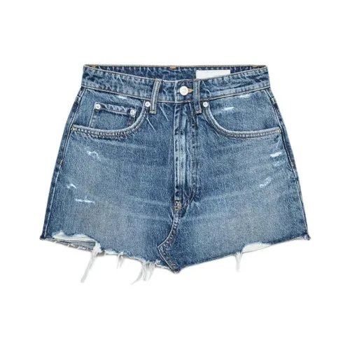 ZARA Trf Джинсовые короткие юбки Женские Морской синий