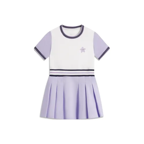 LINING YOUNG Детское платье Sports Life Collection Светло-сиреневый фиолетовый с молочно-белым для детей 3-7 лет