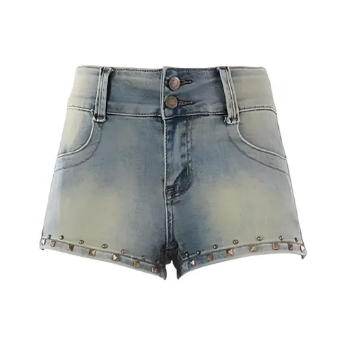 Казахстан Джинсовые шорты Женские Ностальгический синий