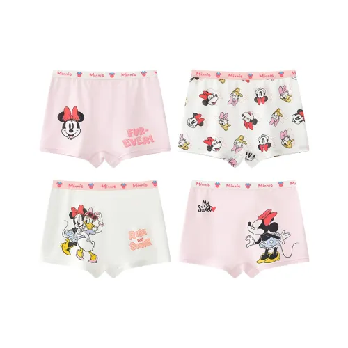 Дисней 4 шт Светло-розовый + Белый + Светло-розовый + Белый Детские трусы