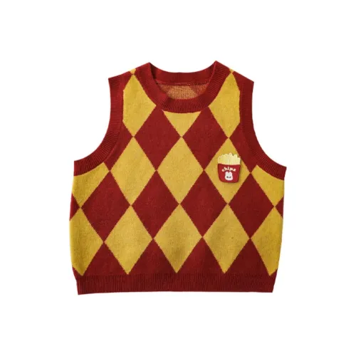 YOEHYAUL Жилет Красный и Желтый Клетка Детский Возраст 3-7 лет