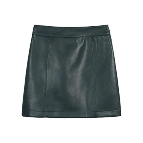 PZGE Кожаные короткие юбки женские зеленые