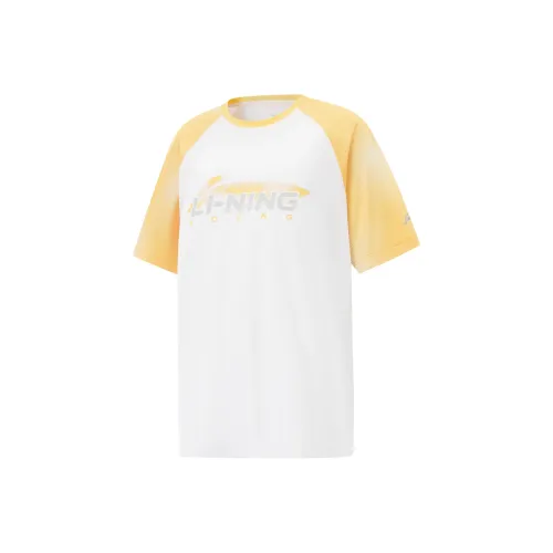 LINING YOUNG Комплексное физическое развитие T-рубашка SS25 Стандартный белый Заварной Песчаный желтый Детский