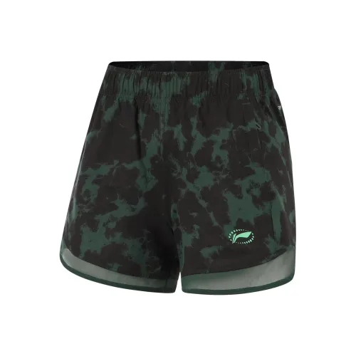 LINING Running Collection Темно-зеленый Черный Женские спортивные шорты