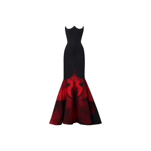 Alexander McQueen Черно-красное Женское платье без рукавов