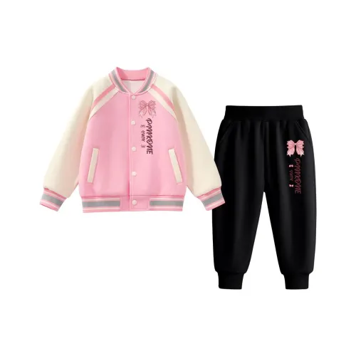 La Chapelle Повседневная спортивная одежда [Бейсбольная куртка Тренировочные брюки Комплект] Розовый + Черный для детей 3-7 лет