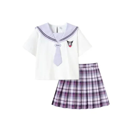 Дети 3-7 лет BALABALA x KULUOMI LIANMINGKUAN Комплект с юбкой Белый Фиолетовый Тон 00317