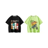 [100% cotton, дружественный к коже] Снупи, соединяется на кнопках / Черный + Граффити Снупи / Зеленый