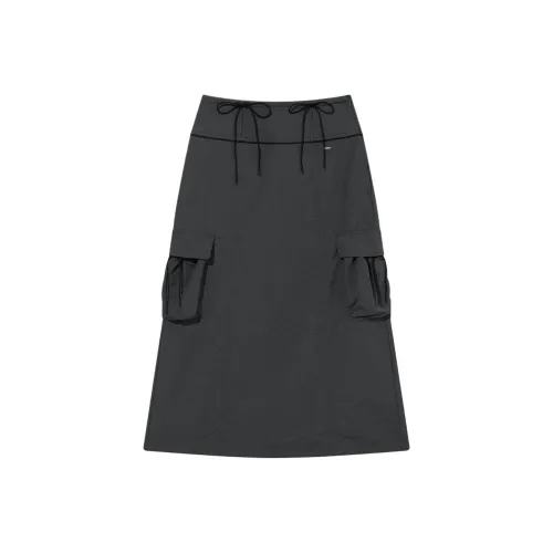 COVERNAT SS25 Повседневный Длинный Юбка Женские Угольно-серый