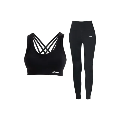 Лайнер Fitness Комплект Женский Черный Топ Черные Йога Штаны