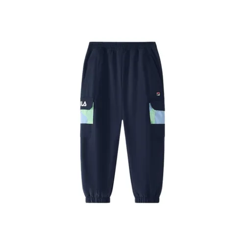 Детские 3-7 лет FILA KIDS Вязаные тренировочные штаны темно-синие