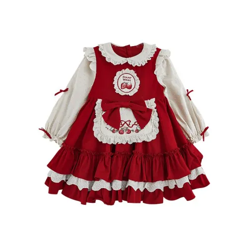 YOEHYAUL Платье красное для детей 3-7 лет