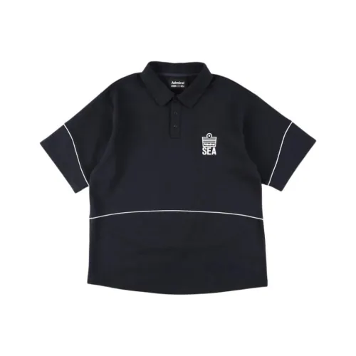 Wind And Sea Admiral Collaboration Морской синий Унисекс Поло