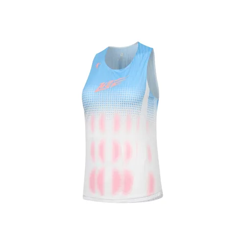 QIAODAN Feiying Бег Майка Женская Облако PEAK Синий С принтом Мерцающий Розовый