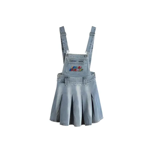 LALABOBO Джинсовые короткие юбки Женские Средне-голубой Белый