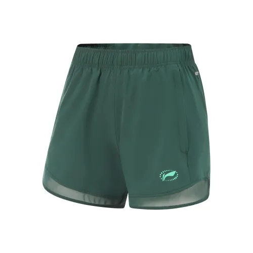 LINING Running Collection Женские спортивные шорты темно-зеленого цвета
