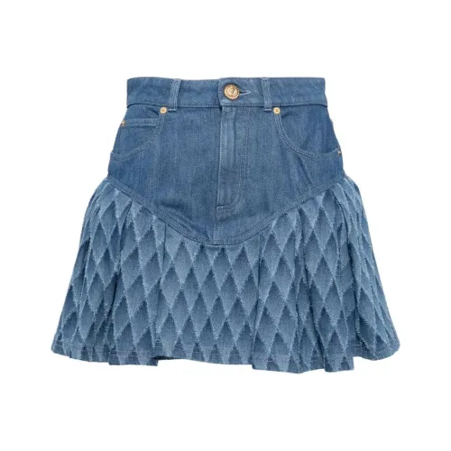 BALMAIN Джинсовые короткие юбки Женские Синие