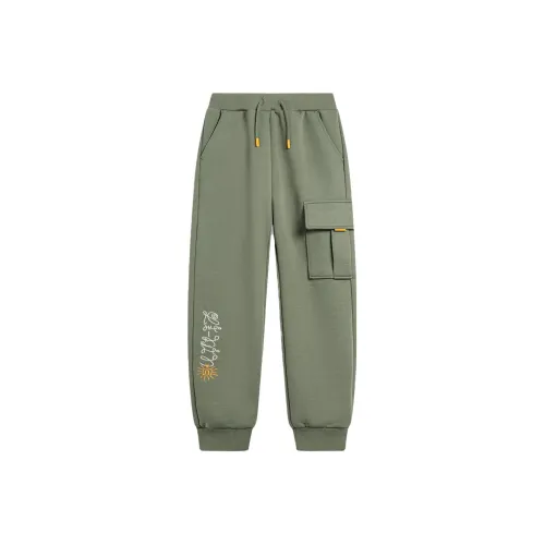 Детские LINING YOUNG Вязаные Спортивные Штаны Sports Life Collection Серый Армейский Зеленый