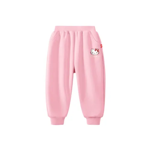 Детский Hello Kitty Вязаные Тренировочные Штаны 2024 Осенние и Зимние Розовые