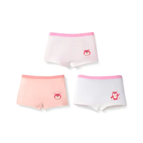 Дисней 3 PIECES Набор Маленький Сетка + Горизонтальный Stripe + Светло-розовые Kids Трусы