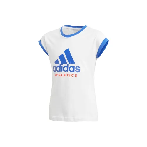 Adidas Sport T-Shirt Белый Синий Подростки