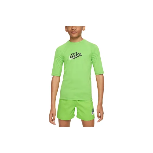Nike Короткий рукав Hydroguard Детский купальник Детский Зеленый