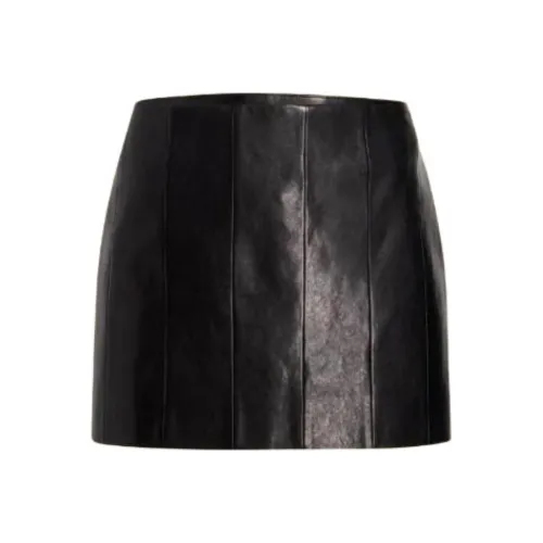 KHAITE Кожаная короткая юбка женская черного цвета