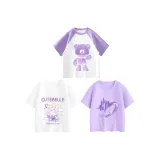 [100% хлопковая футболка] Фиолетовый Медвежонок + Черника Белль + Сердцебиение Белль