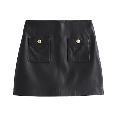 Tommy Hilfiger Кожаная короткая юбка Женская Черная
