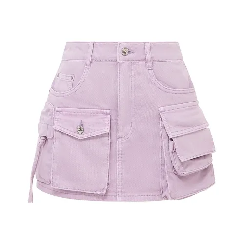 d'zzit Джинсовые короткие юбки Женские Светло-фиолетовый