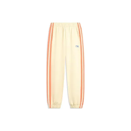 Детский LINING YOUNG Вязаные Тренировочные Штаны Sports Trend Series Custard Yellow