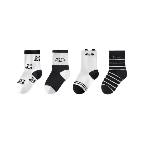 YeeHoO Носки 4 пачки черный белый детский