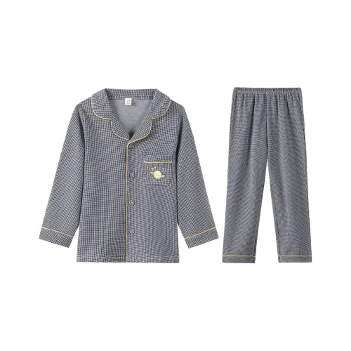 H YXIANG Пижама Комплект Детский Темно-Синий Гусиная Лапка