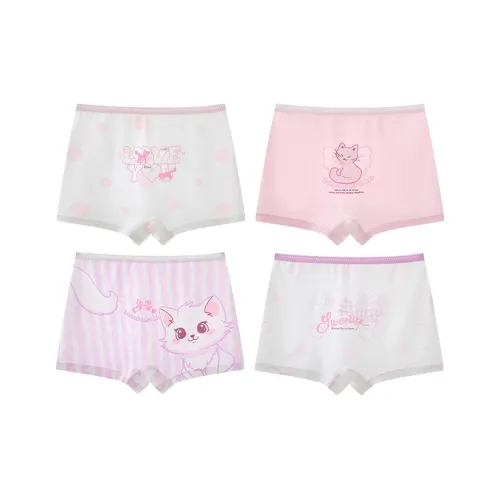Хлопок белый + Светло-розовый + Белый + Розовый Kids трусы