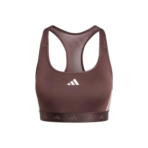 Adidas POWERREACT Тренировки Средняя поддержка HYPERGLAM Бюстгальтер Спортивное белье Женские Shadow Коричневый