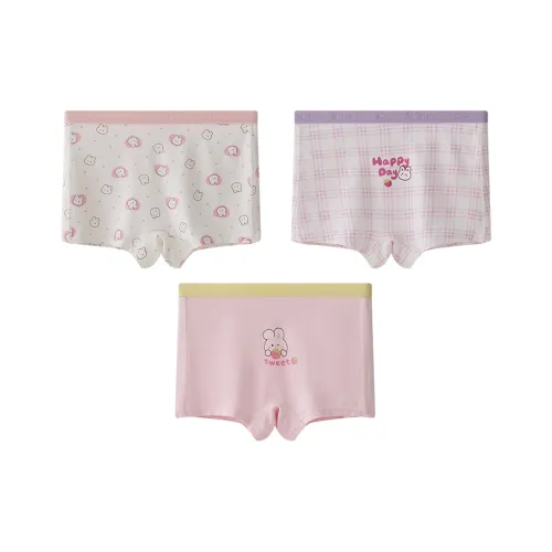 Хлопок Розовый + Светло-фиолетовый + Белый Детские Трусы