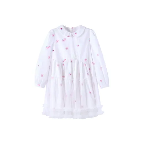 Annil Платье Белый С рельефом Цветочный дизайн Подростки