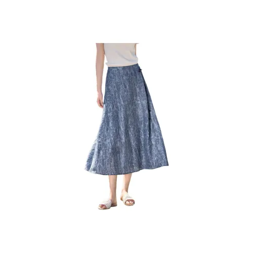 XWI Озерно-голубой Женская Повседневная Длинная Юбка