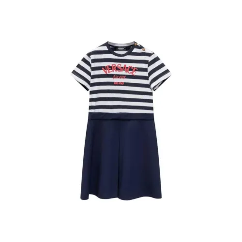 VERSACE Детская одежда Полосы Круглый вырез Длинный рукав Короткий рукав Синий Детский