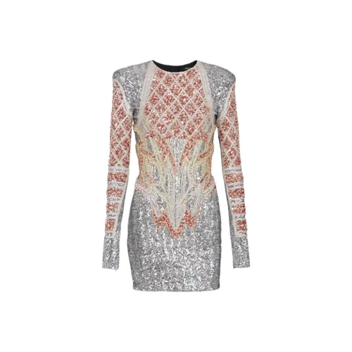 BALMAIN Silver Женские Длинные Рукава Платья